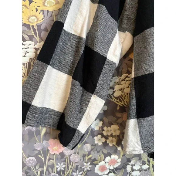 Old Navy Black White Buffalo Check Plaid Button Up Pajama Top Shirt Women's XXL - Picture 5 of 7